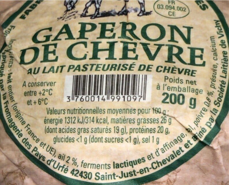 Open Food Facts Fromage Gaperon de chèvre packshot