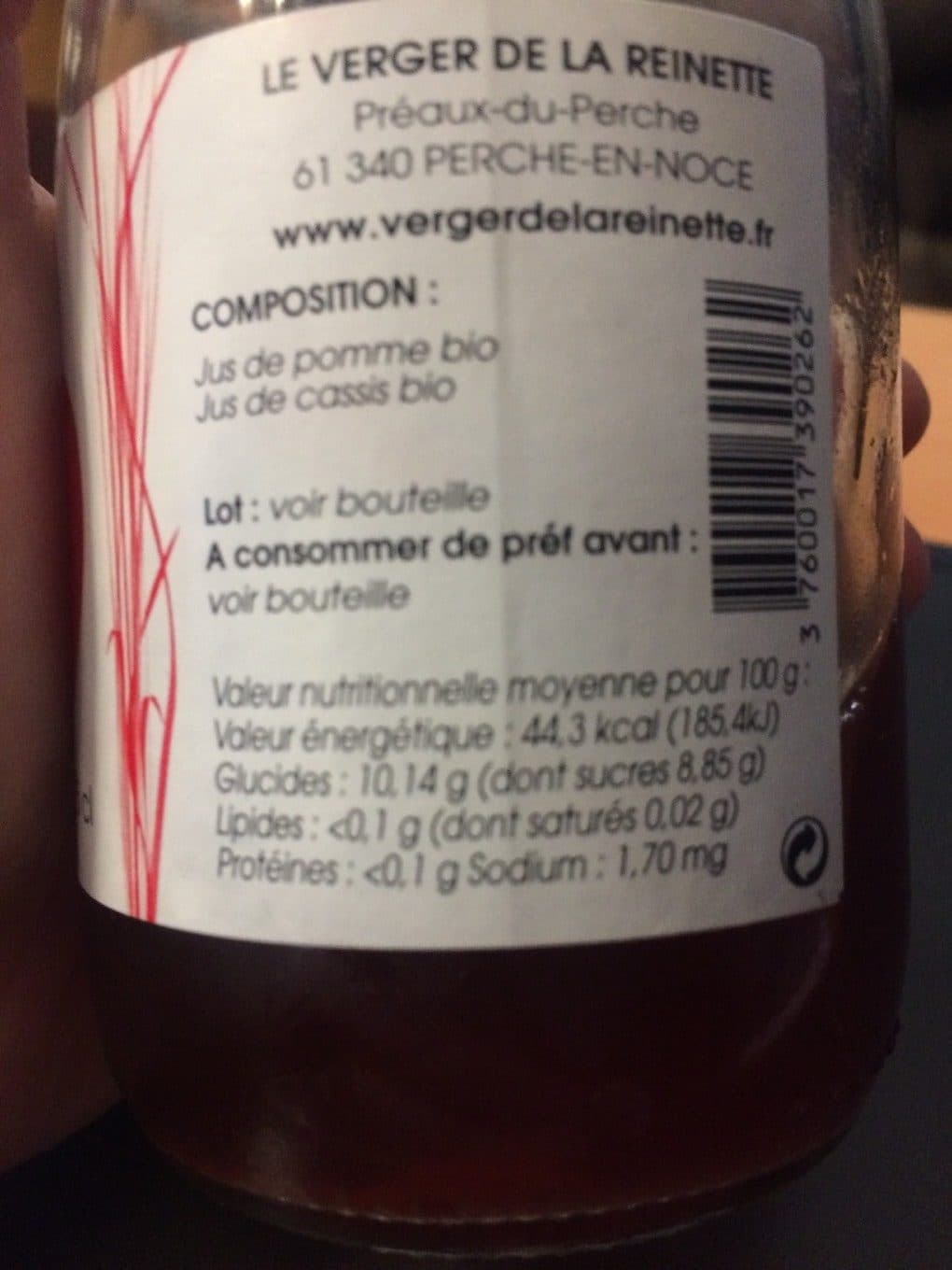 La Reinette Verte Pom cassis packshot