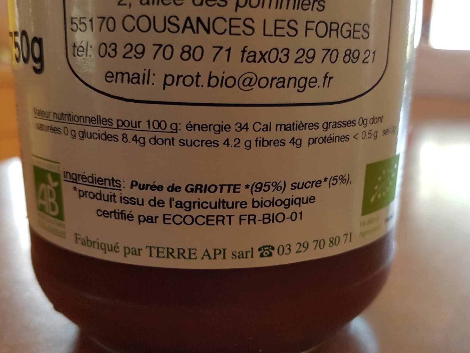 Les Vergers de Cousancelles Compote grillotte packshot