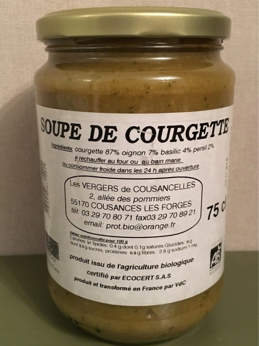 Les Vergers de Cousancelles Soupe de courgette packshot