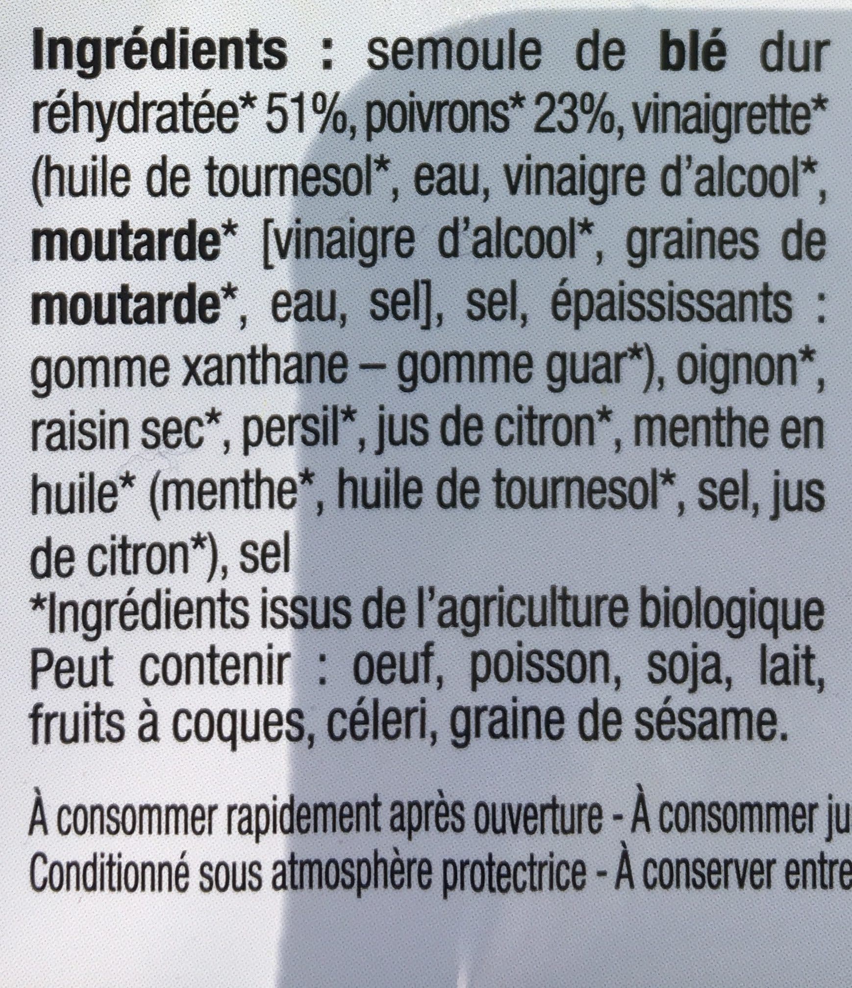 Jardin Bio Taboulé oriental aux 2 poivrons bio packshot