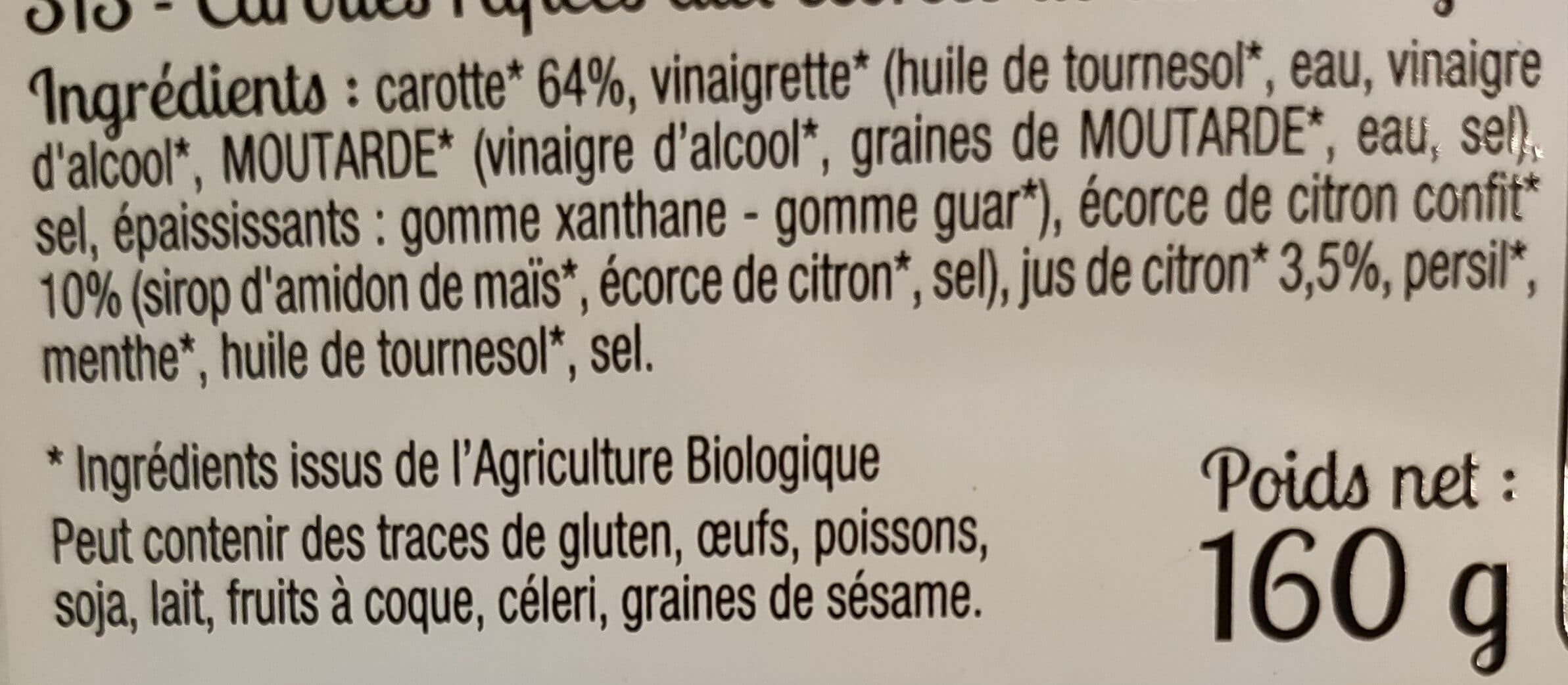 Carte nature Carottes aux écorces de citrons confits packshot