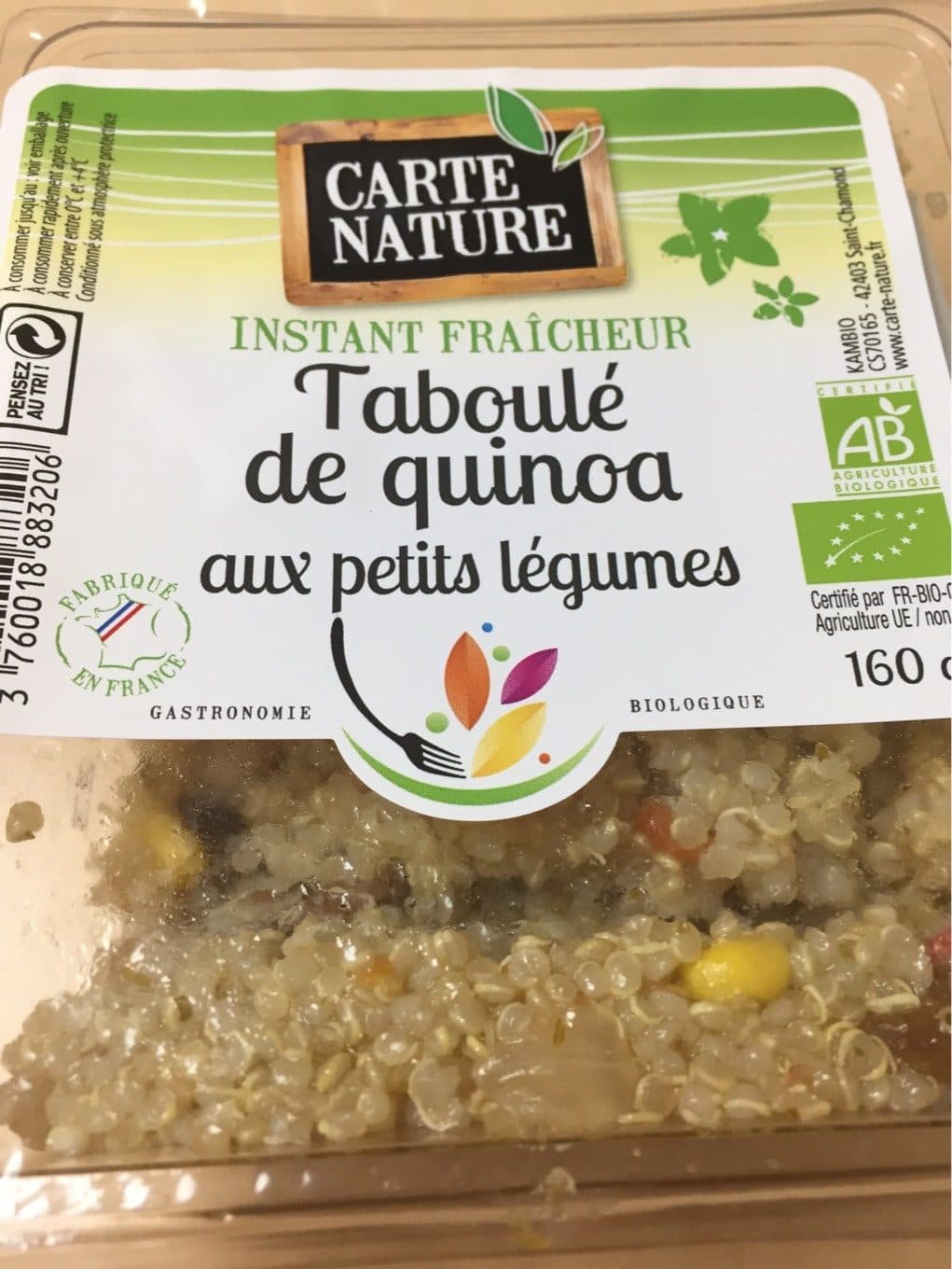 Carte nature Taboulé de quinoa aux légumes packshot