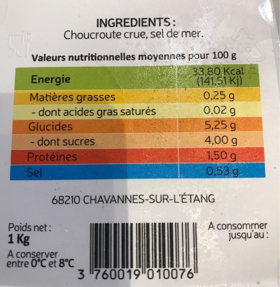 Marie claude Et Rene blanc Choucroute crue packshot