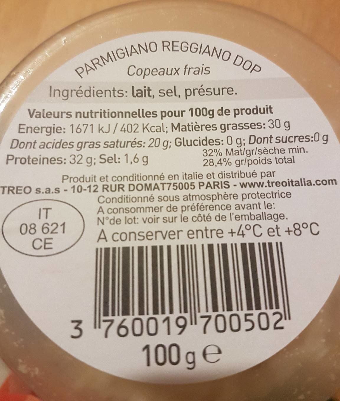 Treo Parmigiano Reggiano DOP Copeaux Frais packshot