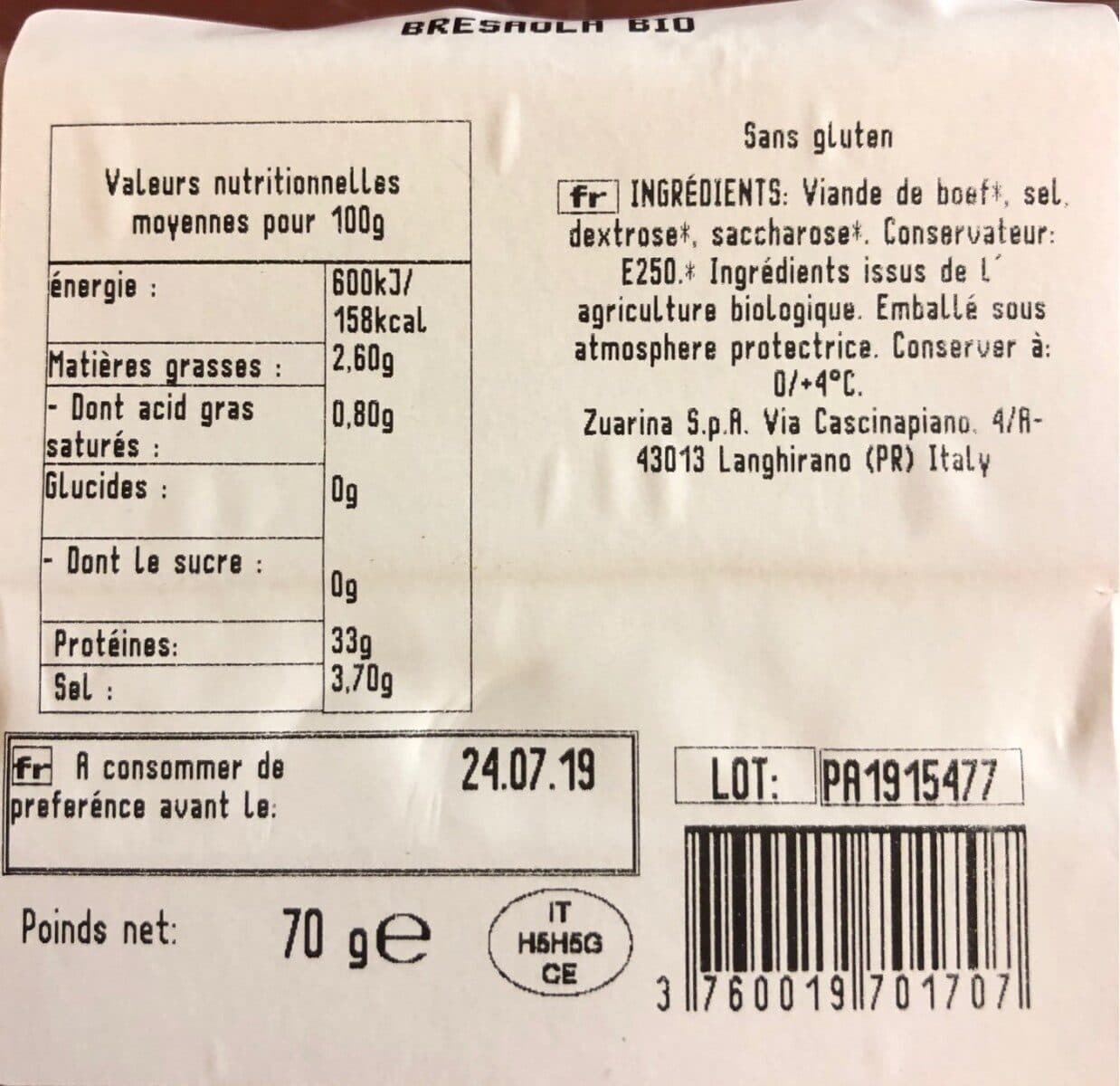 Bioetika Bressaola packshot