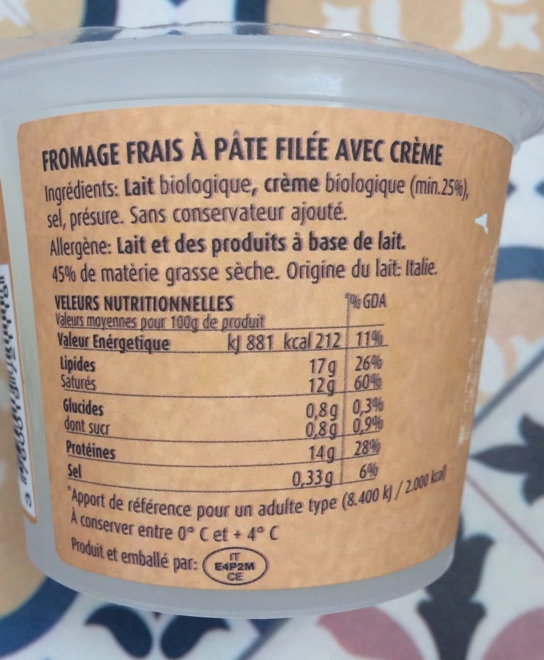 Treo Burrata biologique packshot