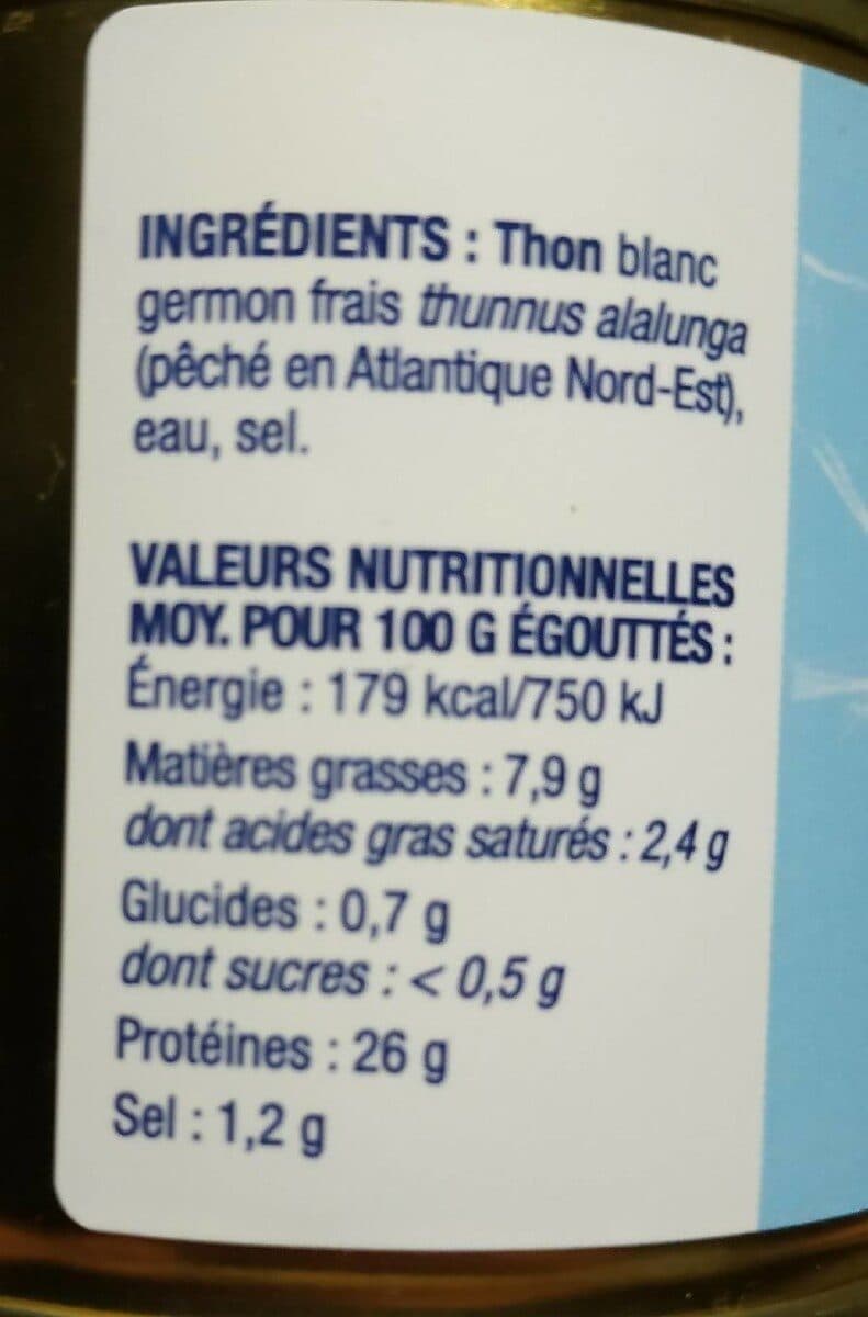 La compagnie bretonne du poisson Thon Blanc Germon Entier Au Naturel packshot