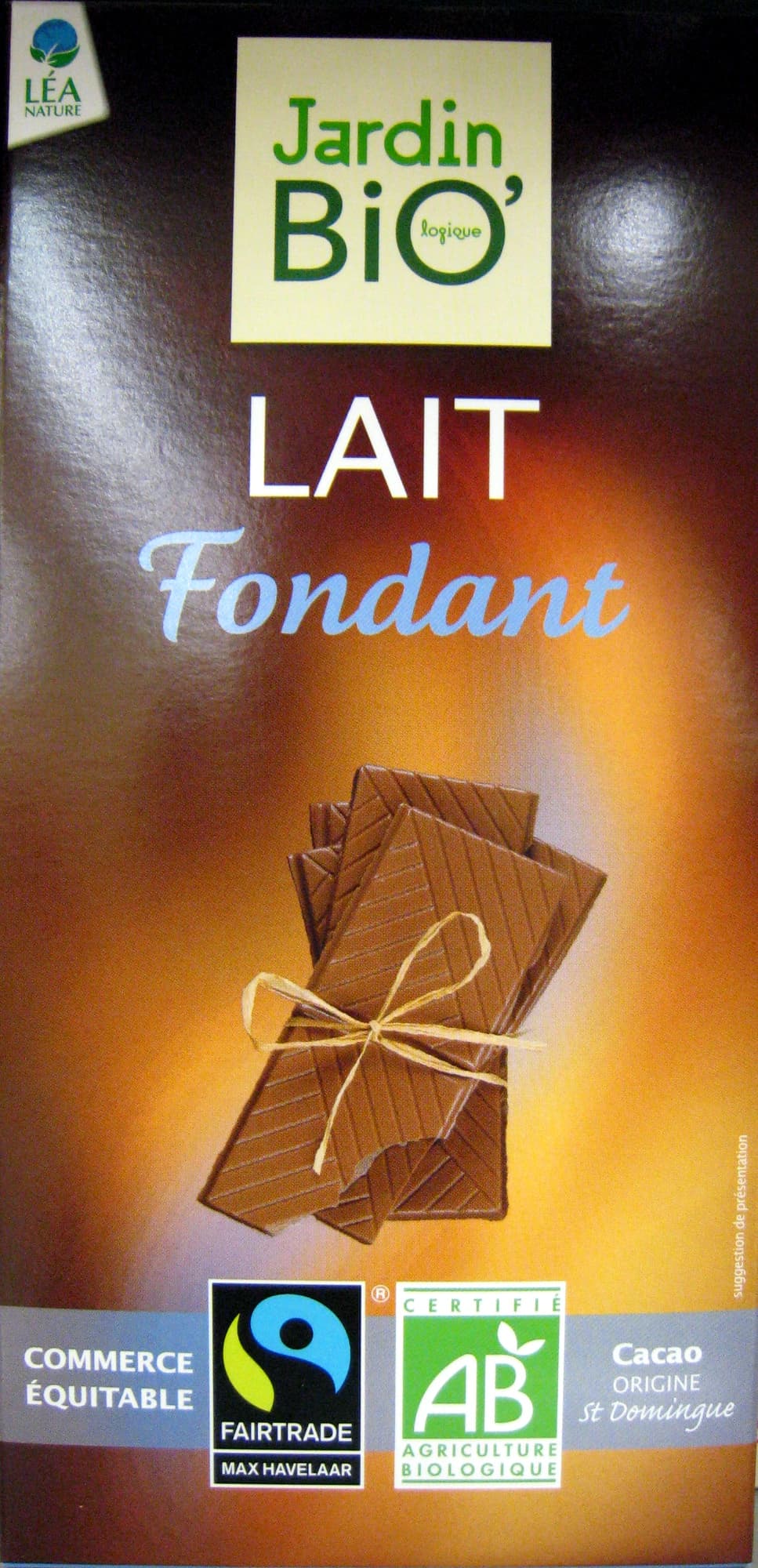 Jardin Bio Chocolat Lait Fondant Jardin Bio packshot