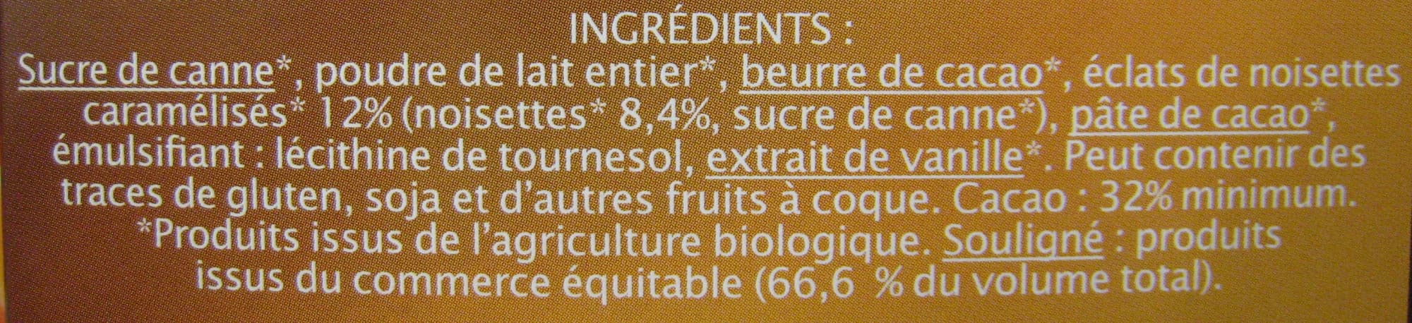 Jardin Bio Chocolat Lait noisette Jardin Bio packshot