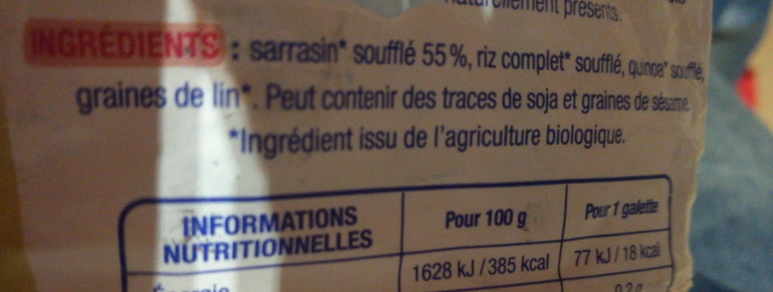 Open Food Facts Epicerie / Epicerie Sucrée / Galettes Riz Et Céréales packshot