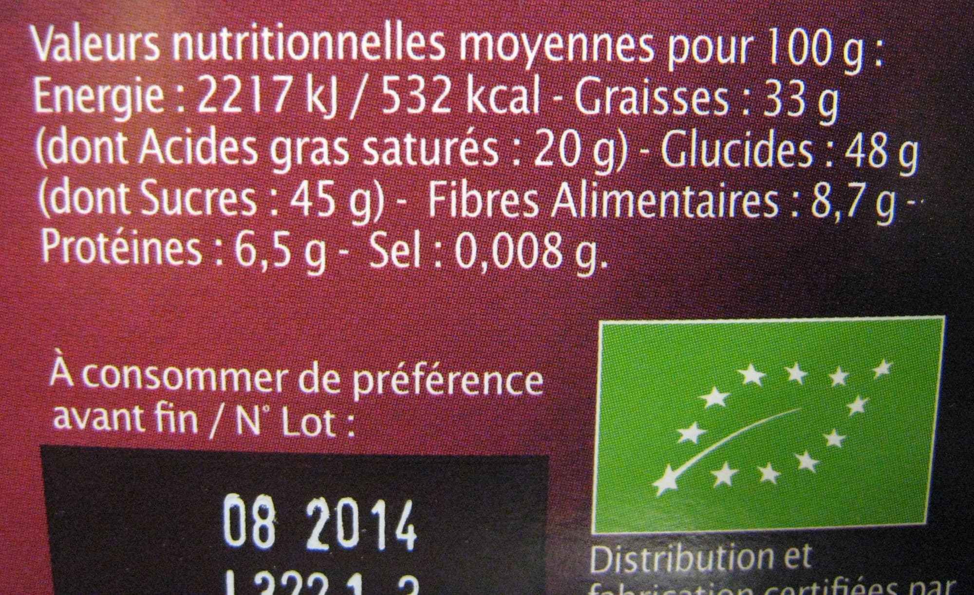 Jardin bio Chocolat Noir Framboise Jardin Bio packshot