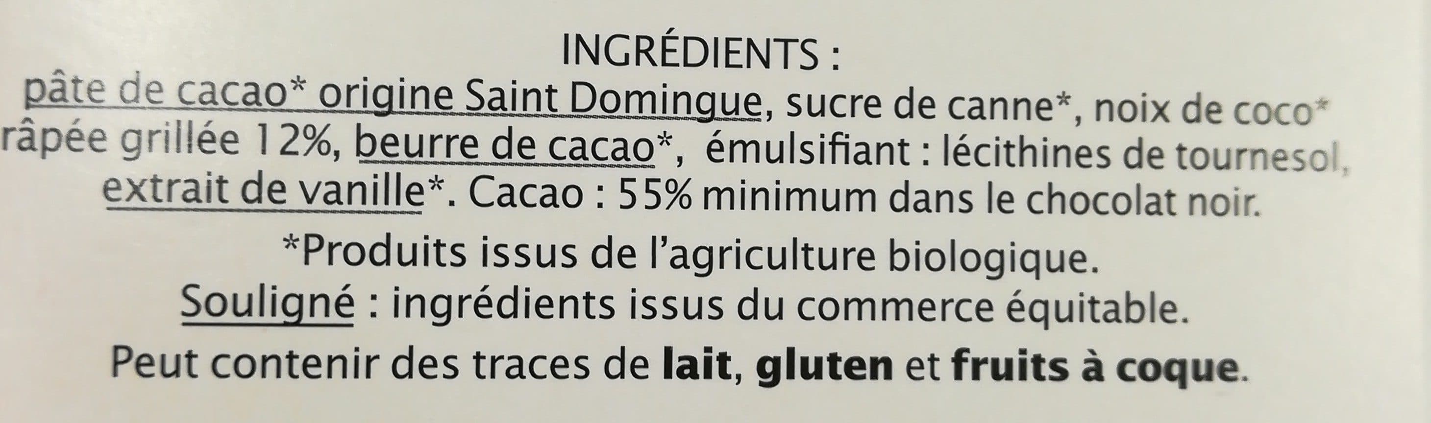 JADIN BIO Chocolat Noir éclats de Coco packshot