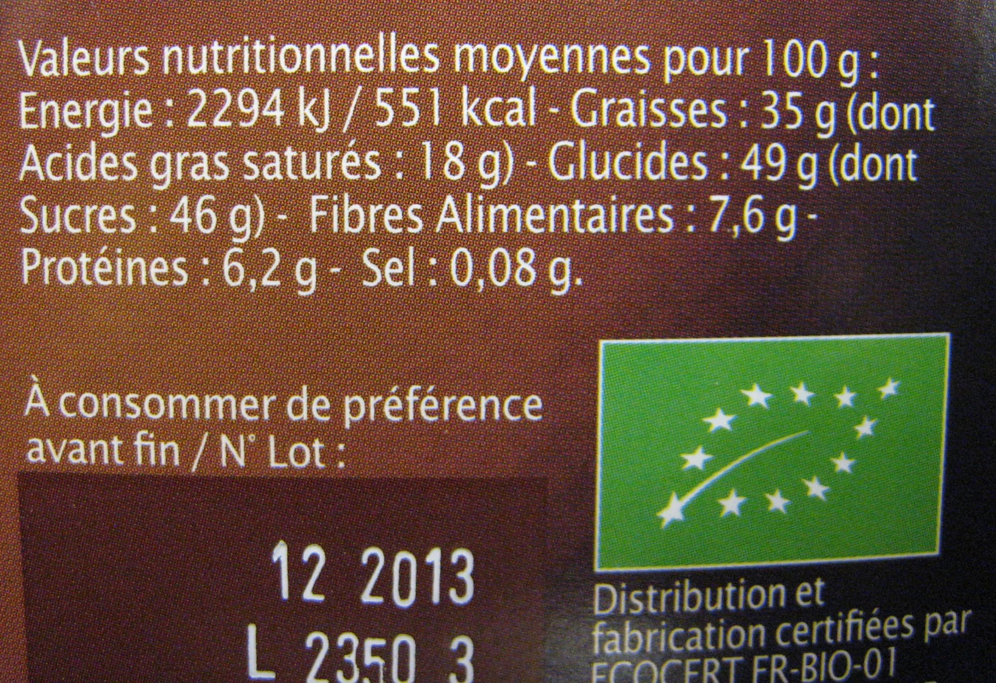 JADIN BIO Chocolat Noir éclats de Coco packshot