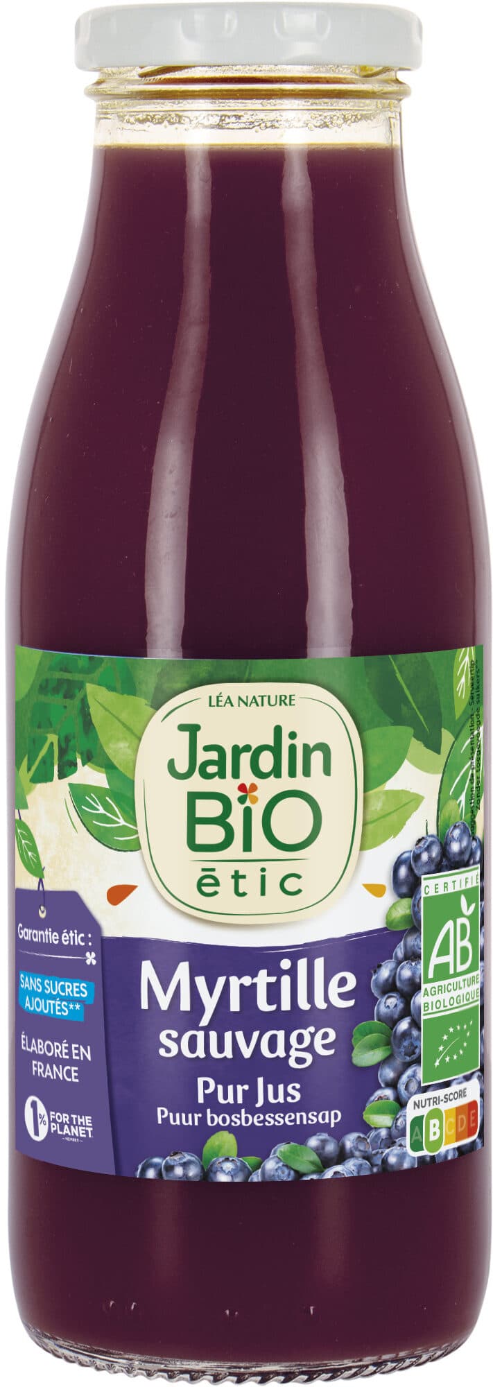 Jardin bio Jus de myrtille - 100 % fruit, pur jus packshot