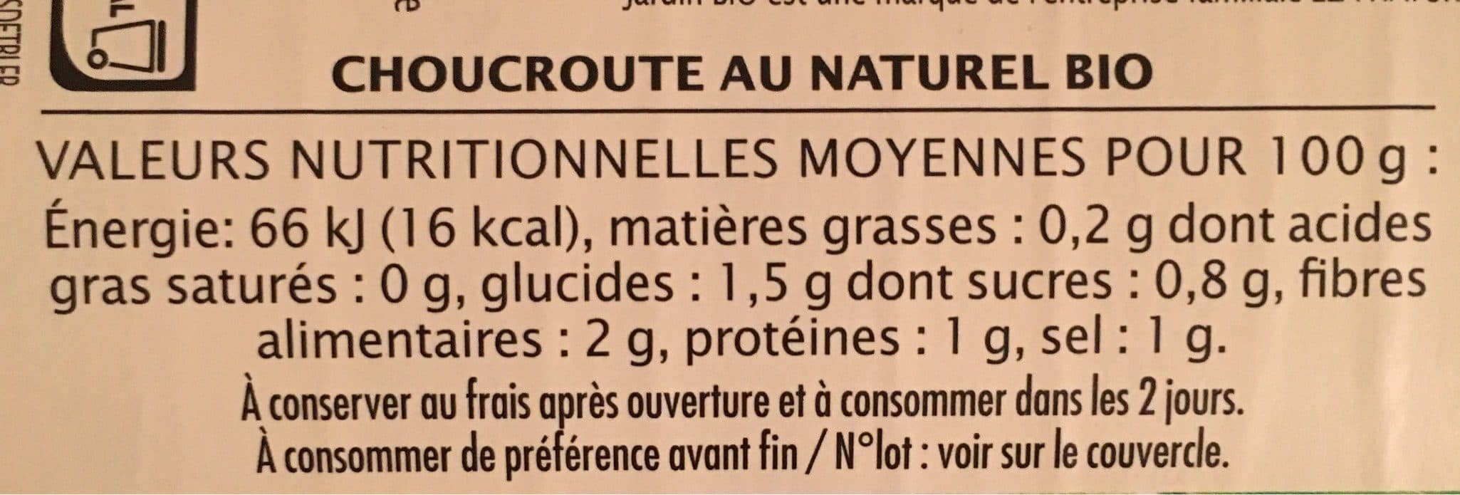 Jardin bio Choucroute au naturel packshot
