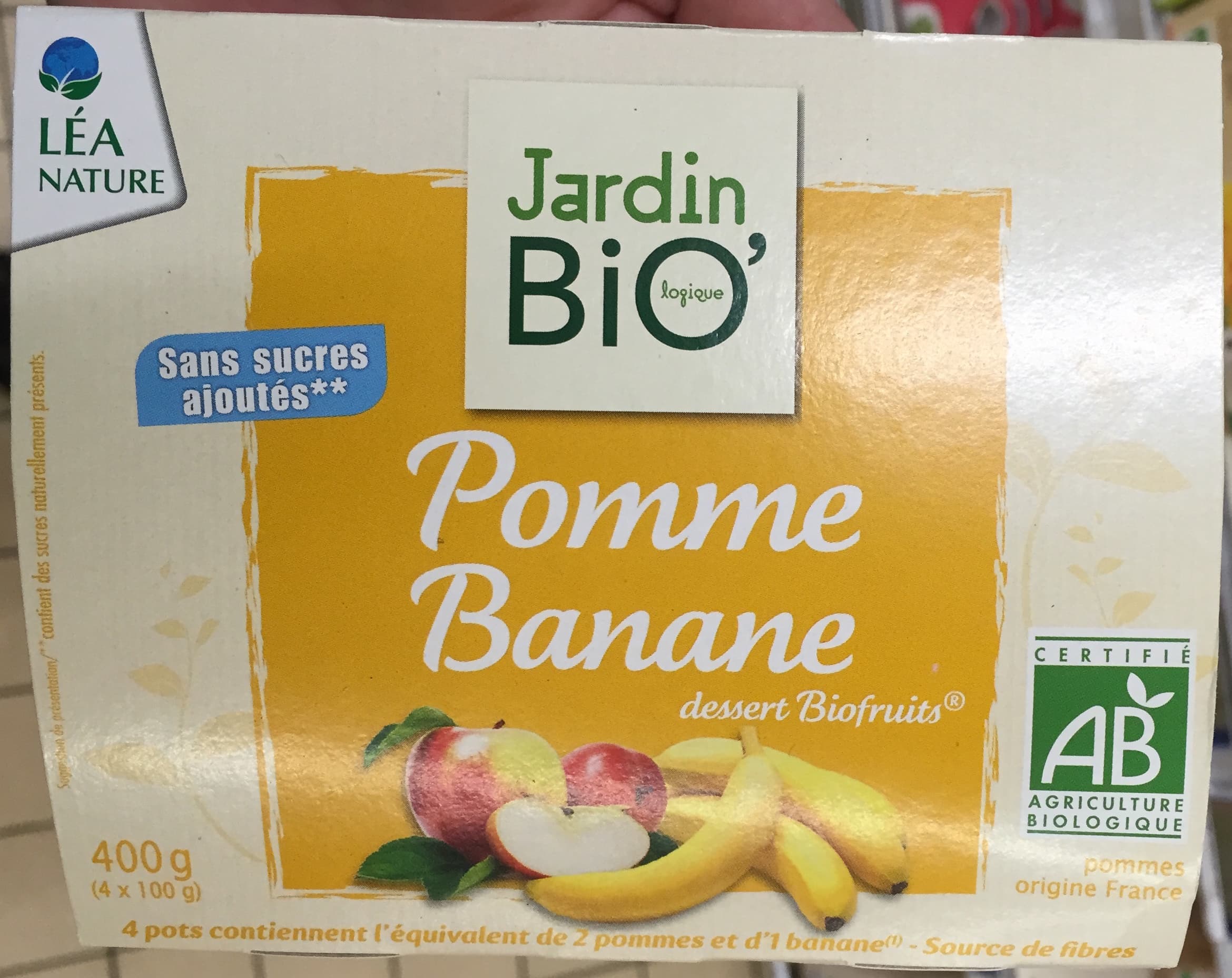 Jardin Bio' Pomme Banane dessert Biofruits packshot