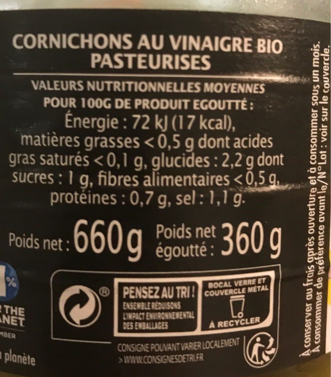 Jardin Bio' Cornichons au vinaigre de cidre packshot