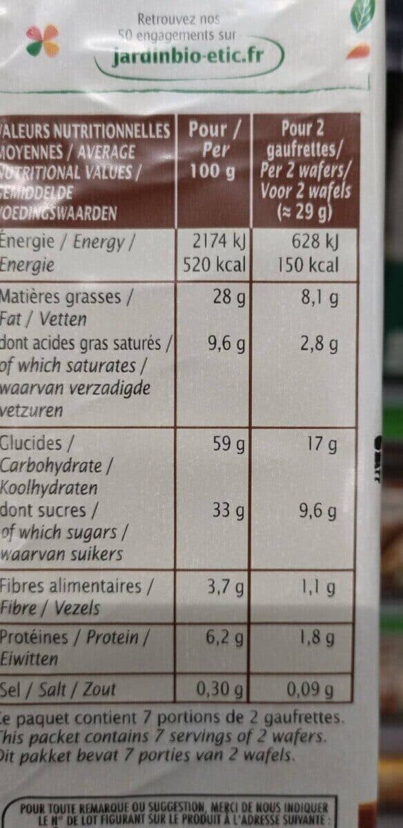 Jardin Bio Gaufrettes chocolat packshot