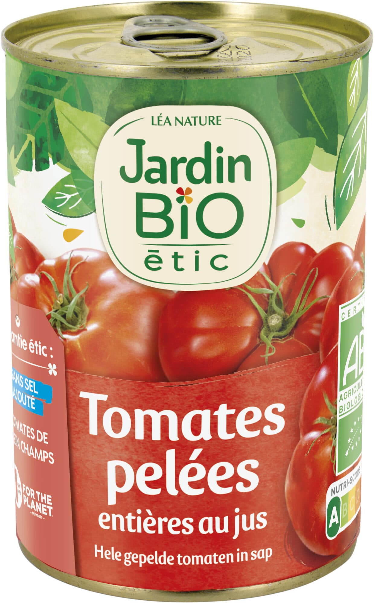 Jardin bio Tomates pelées entières au jus packshot