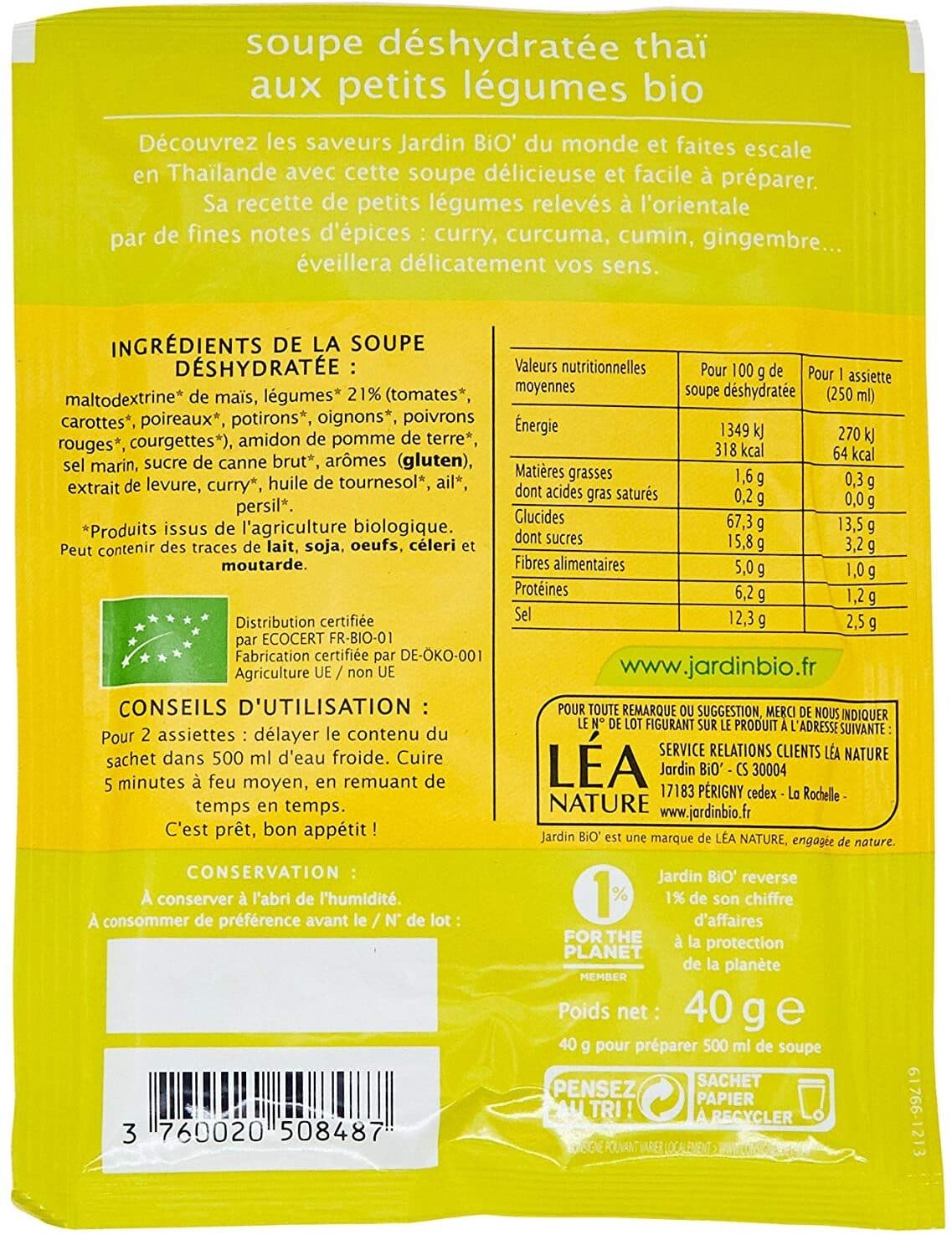Jardin Bio Soupe Thaï Sans Huile De Palme packshot