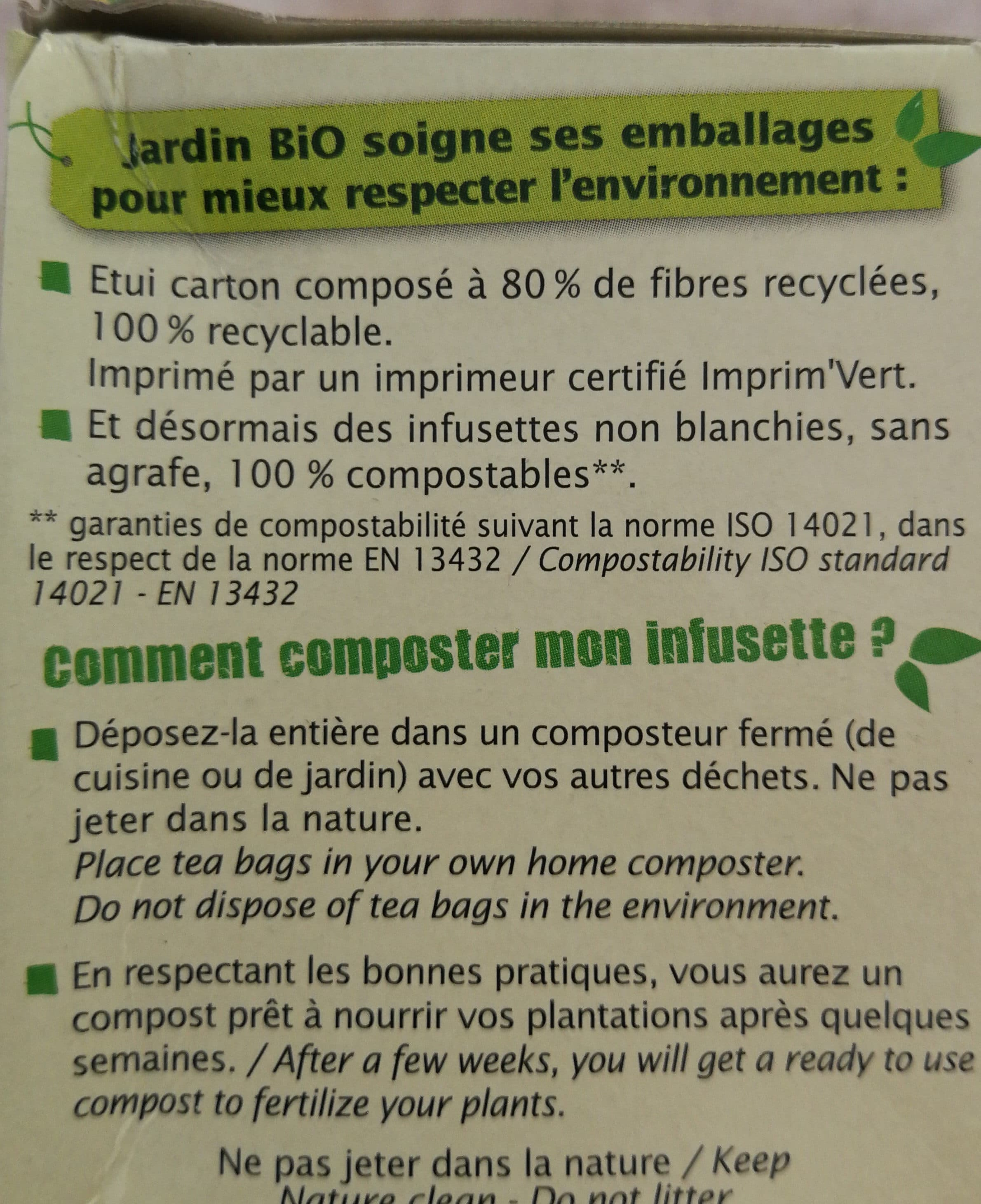 Jardin BIO' Infusion Thym Citronné packshot