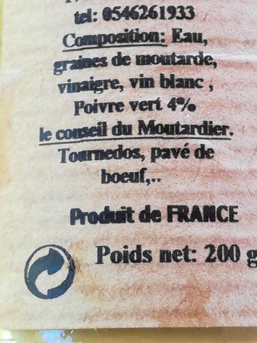 Open Food Facts Moutarde fine au poivre vert packshot