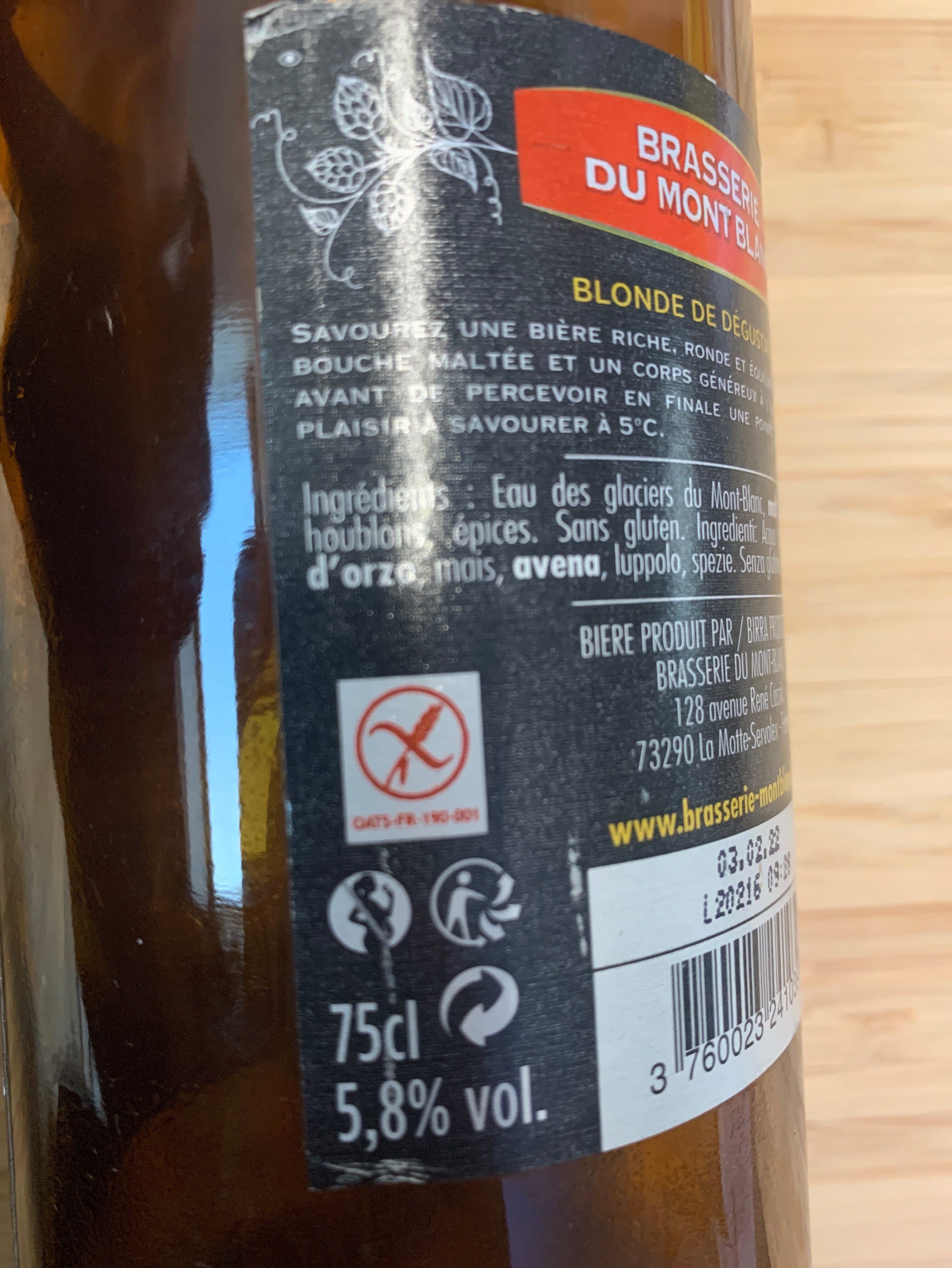 Brasserie du Mont-Blanc La Blonde packshot
