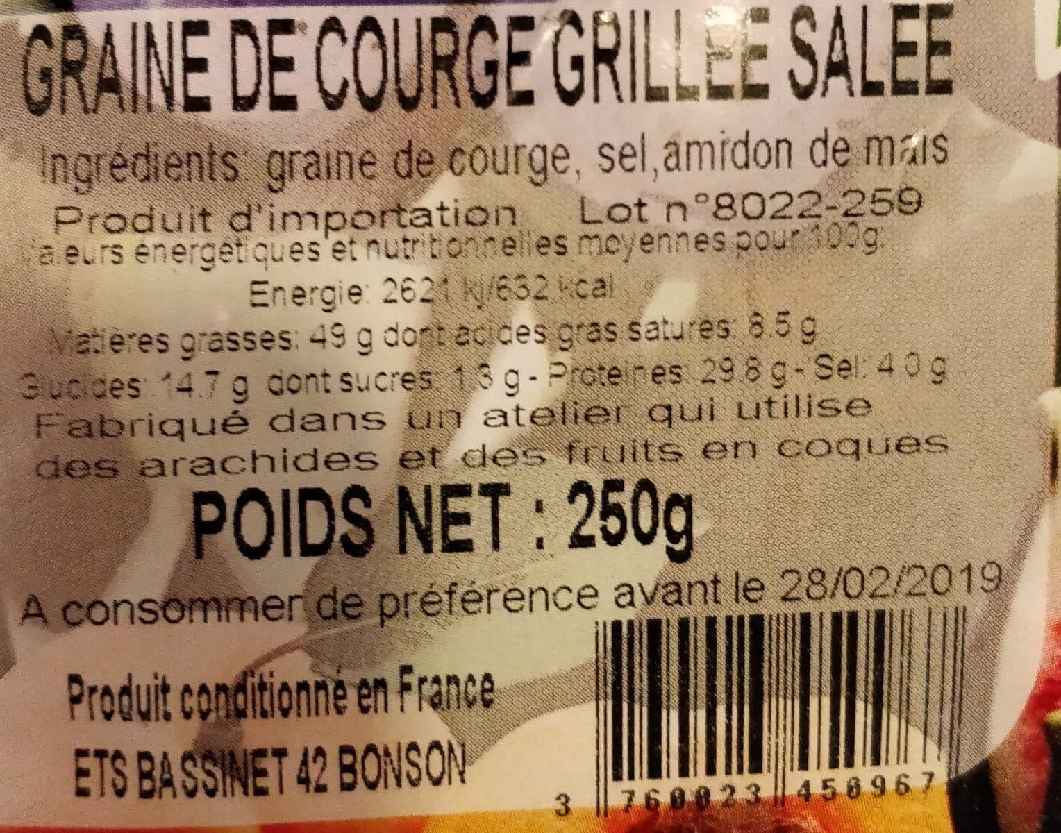 Open Food Facts Graine de courge grillée salée packshot