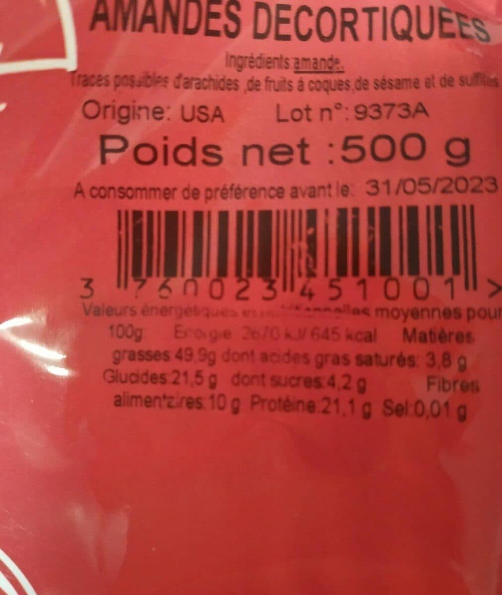 Open Food Facts Amandes décortiquées packshot