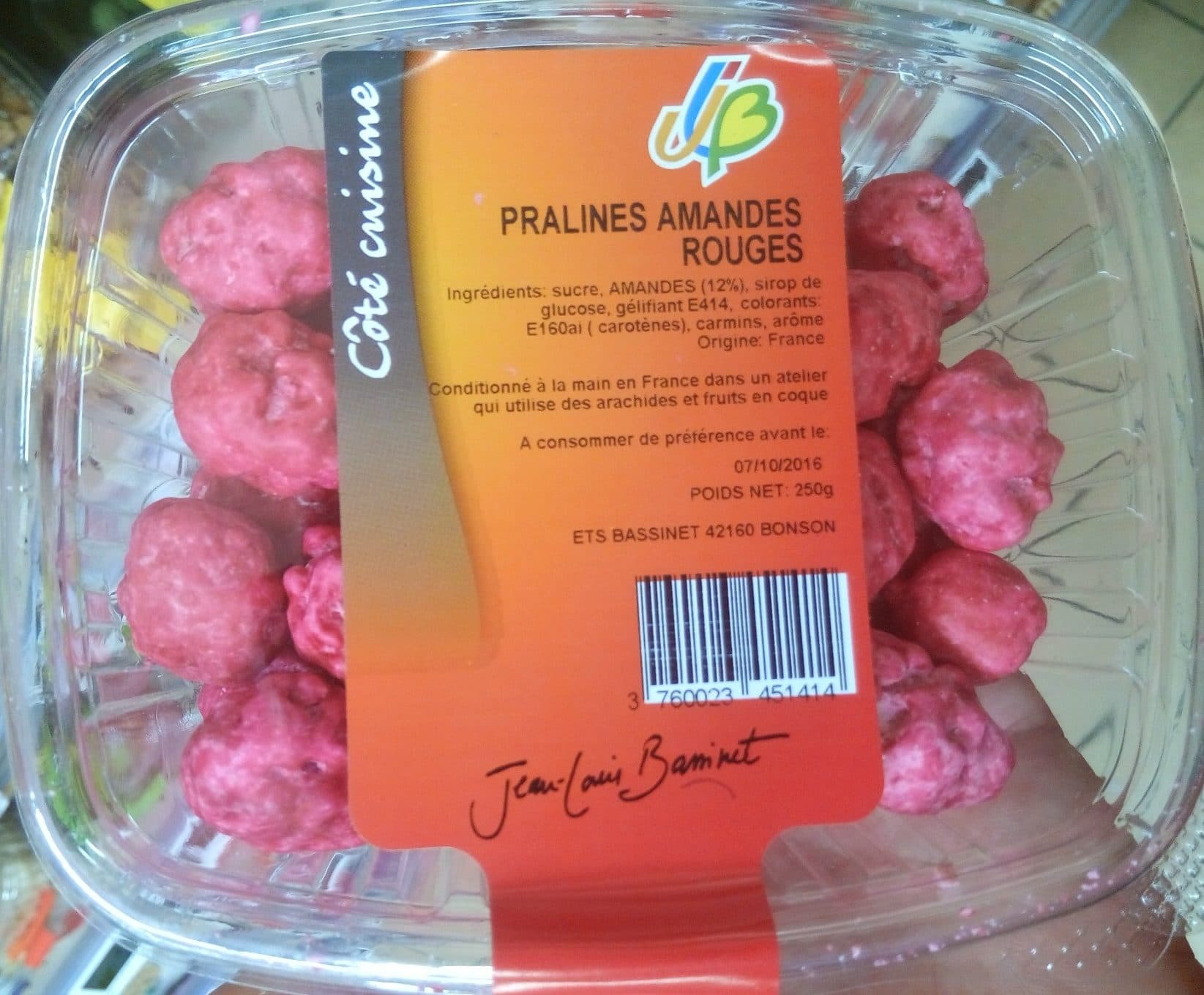Jean-Louis Bassinet Pralines amandes rouges packshot
