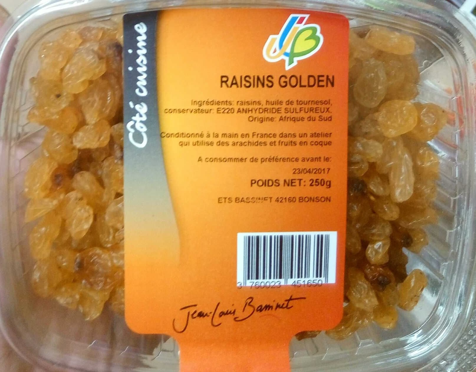 Jean-Louis Bassinet Raisins Golden packshot