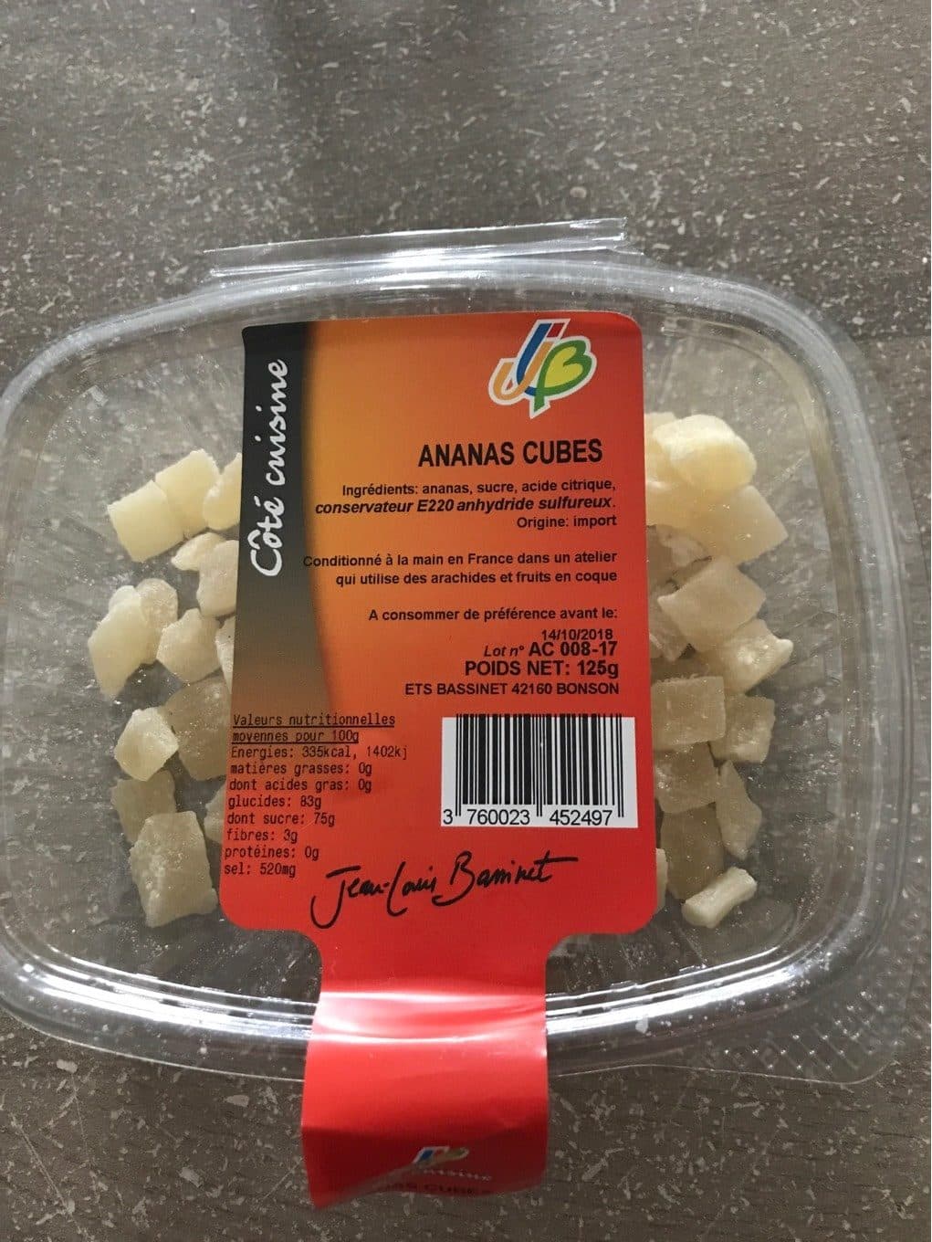 Jean-Louis Bassinet Ananas cubes packshot