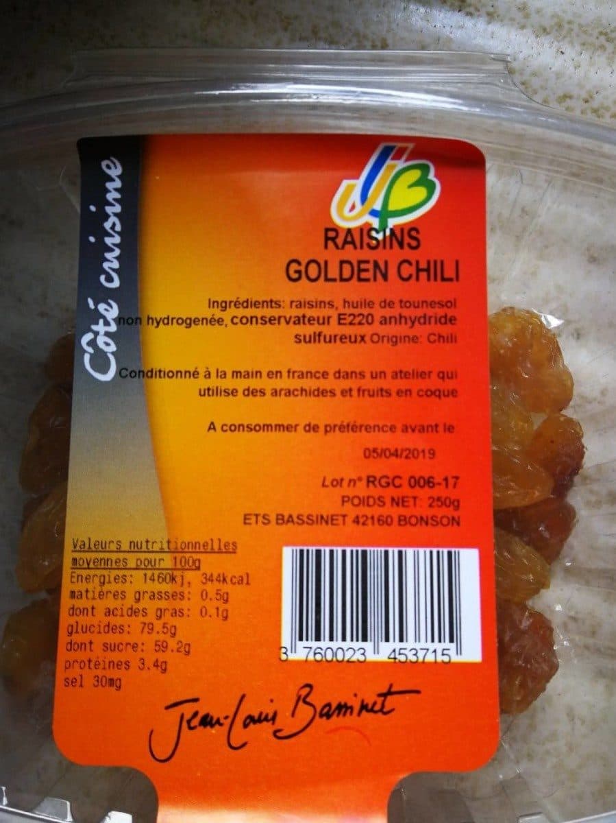 Open Food Facts Raisins golden chili packshot