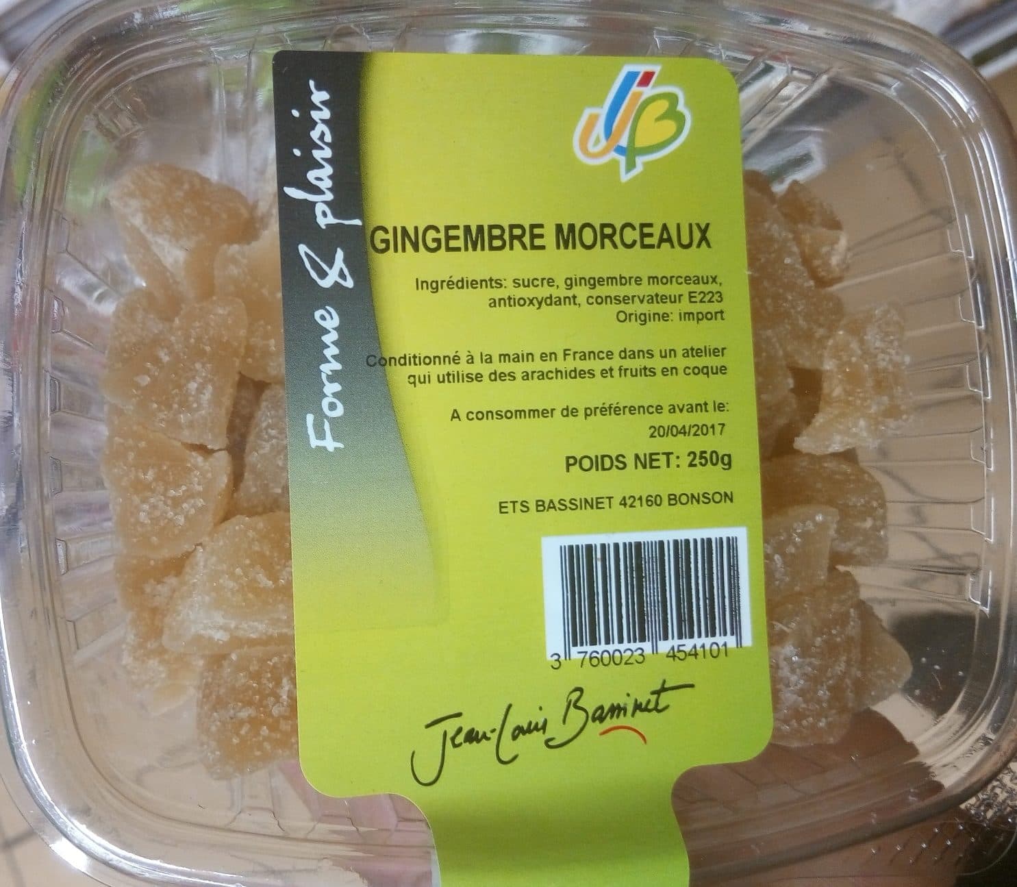 Jean louis bassinet Gingembre morceaux packshot