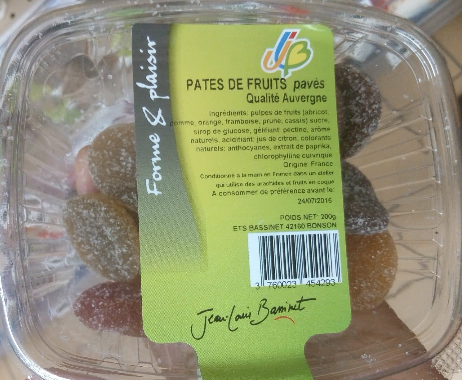 Jean-Louis Bassinet Pavés de Pâtes de Fruits Qualité Auvergne packshot