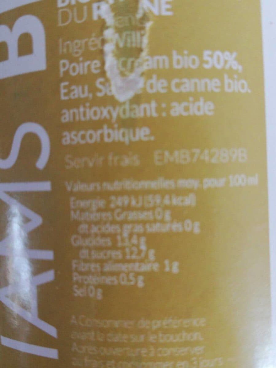 Open Food Facts Nectar Poire Williams Bio Vallée du Rhône packshot