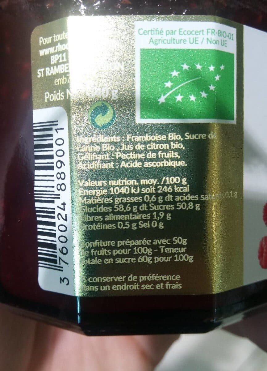 Open Food Facts Confiture framboise bio packshot