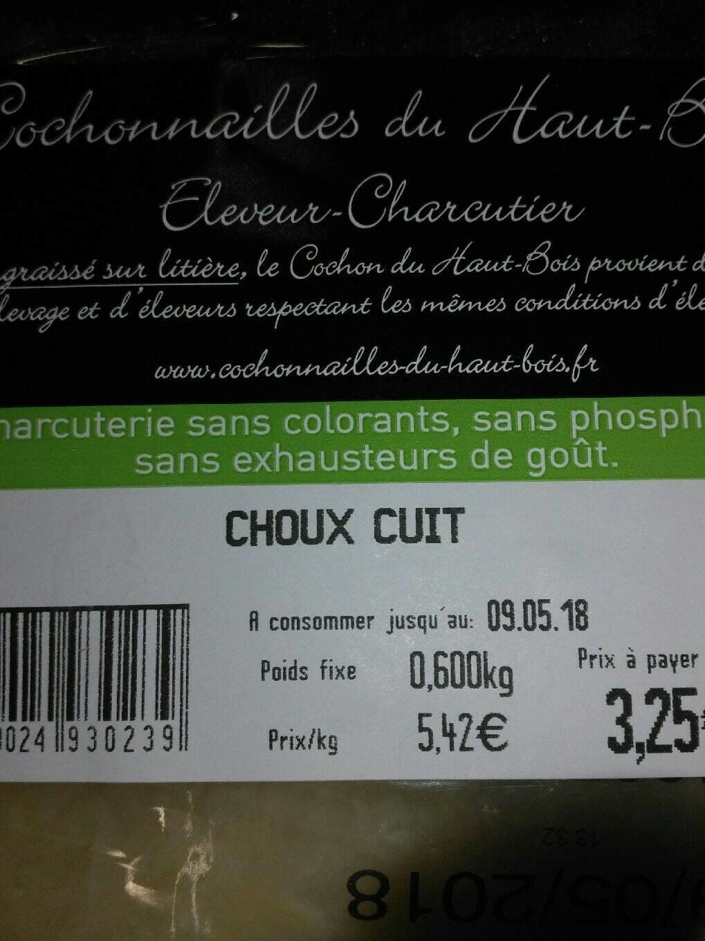 Cochonnailles Du Haut-bois Choux cuit packshot