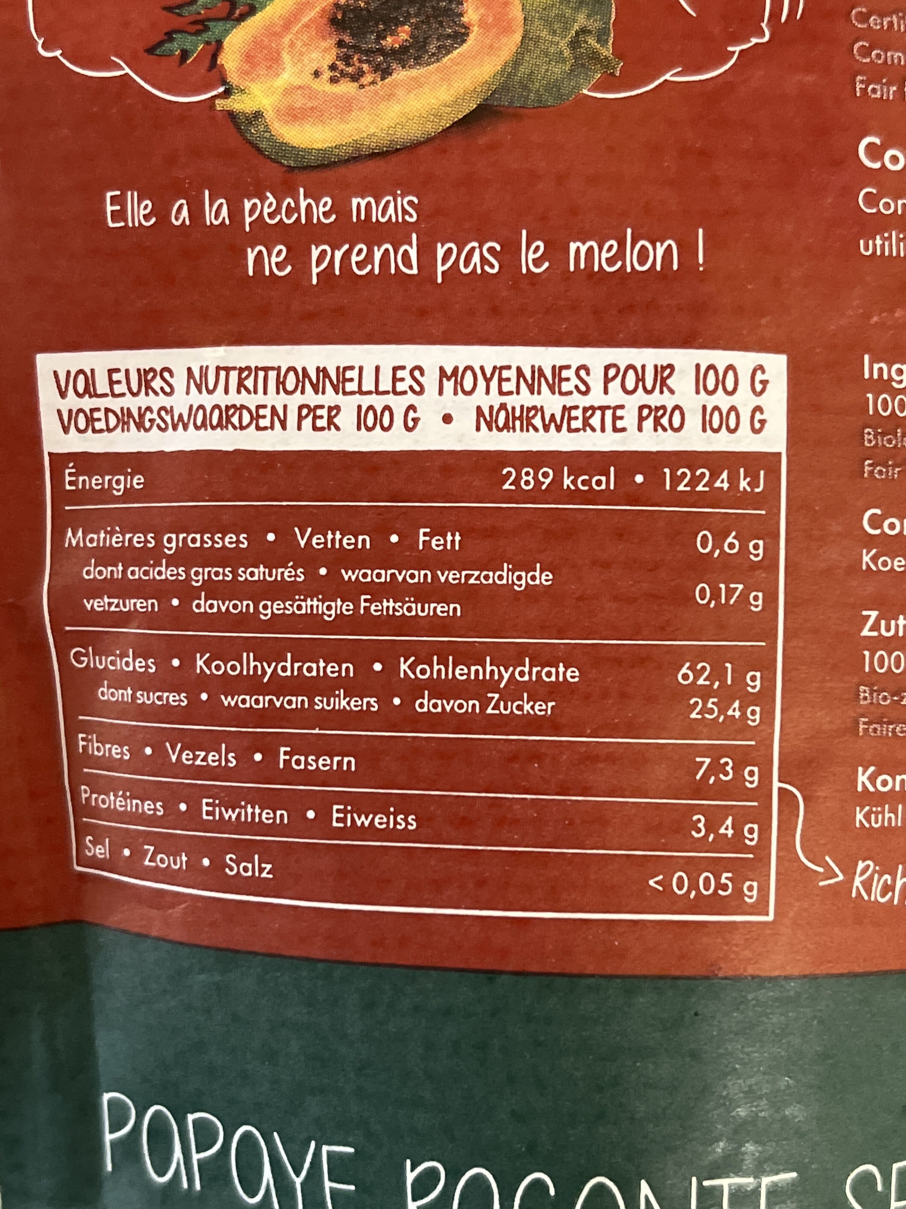 Biofruitsec PAPAYE RED SOLO DU CAMERON EN TRANCHES SECHEES packshot