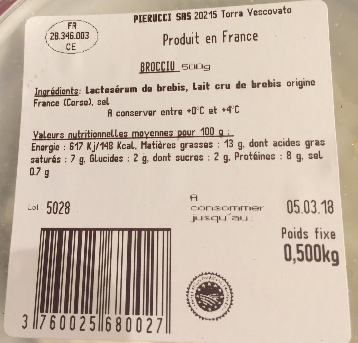 Pierucci Brocciu AOP packshot