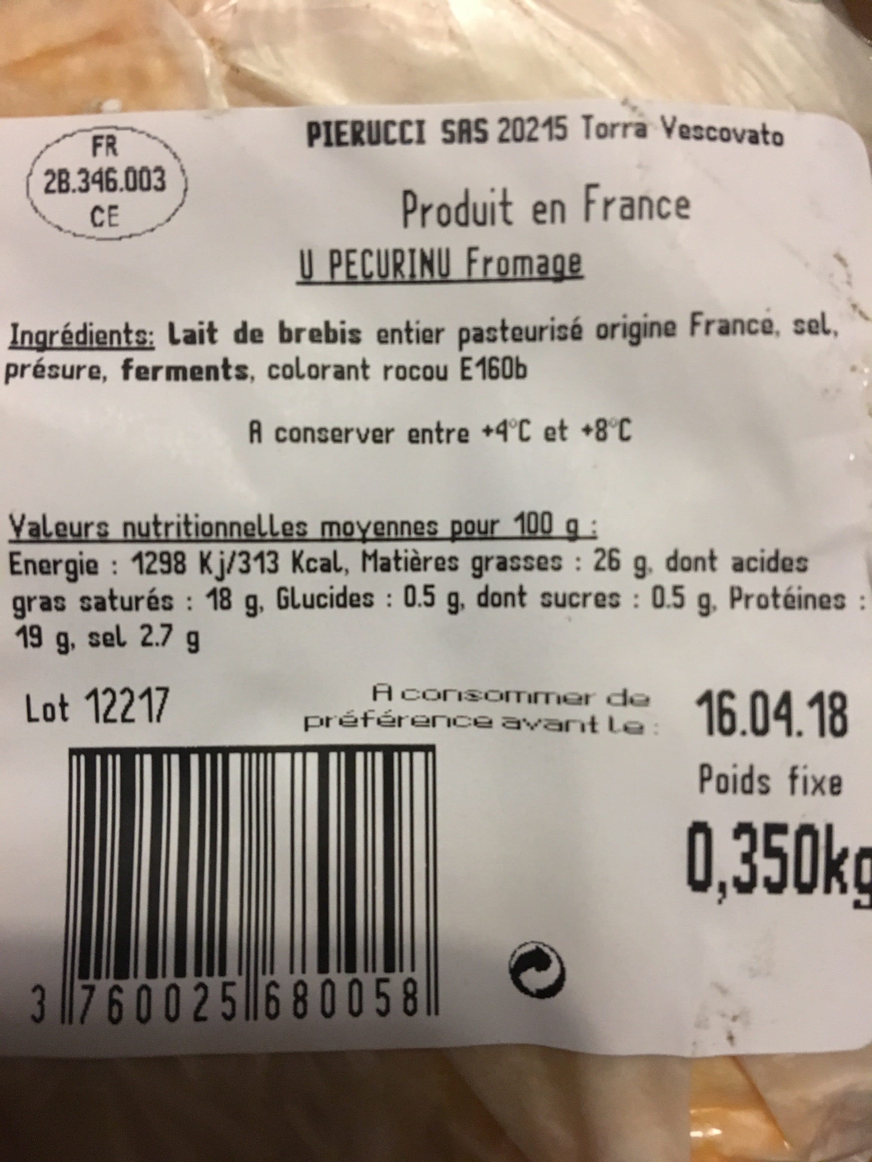 Pierucci Fromage De Brebis "u Pecurinu" packshot