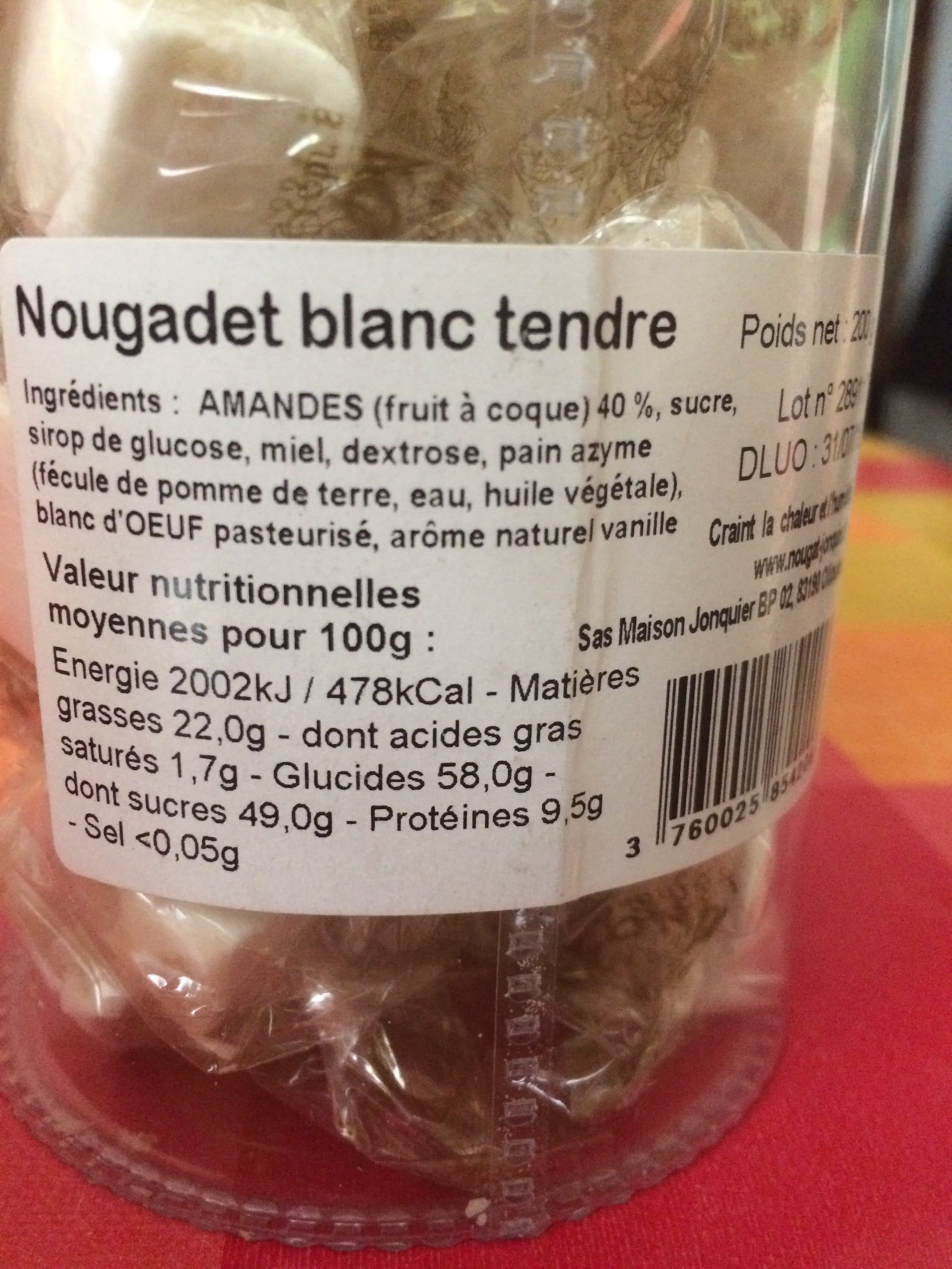Nougat Jonquier Nougadet blanc tendre packshot