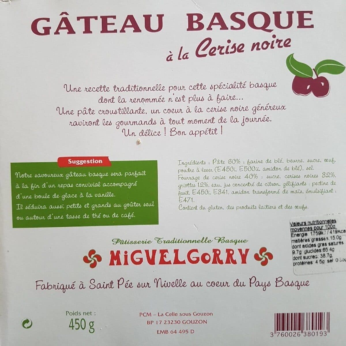Open Food Facts Gâteau basque à la Cerise noire packshot