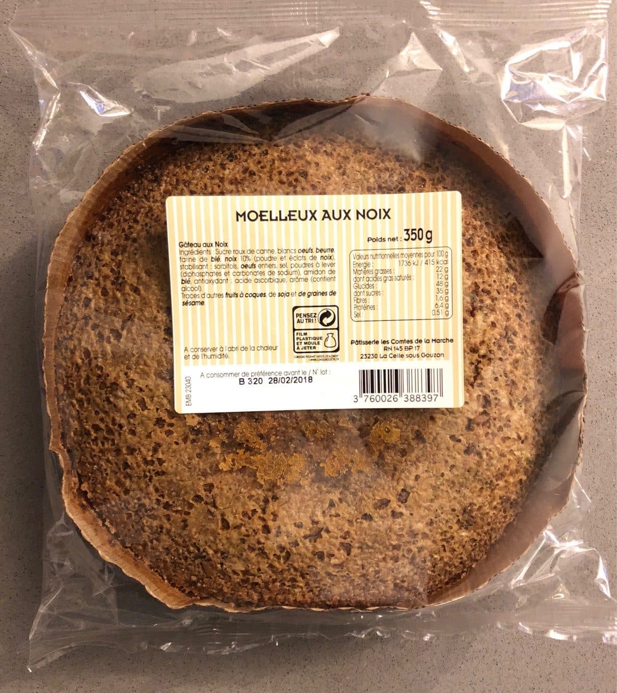 Patisserie Les Comtes De La Marche Gâteaux moelleux aux noix packshot
