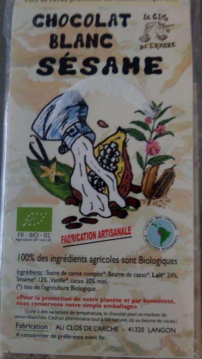 Le Clos de l'Arche Chocolat blanc sesame packshot