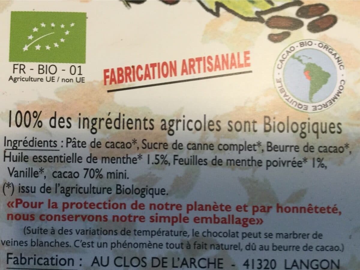 Le Clos de l'Arche Chocolat noir menthe poivree packshot
