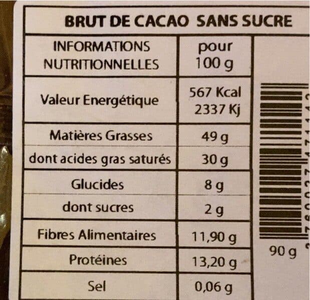 Le Clos de l'Arche Brut de cacao sans sucre packshot