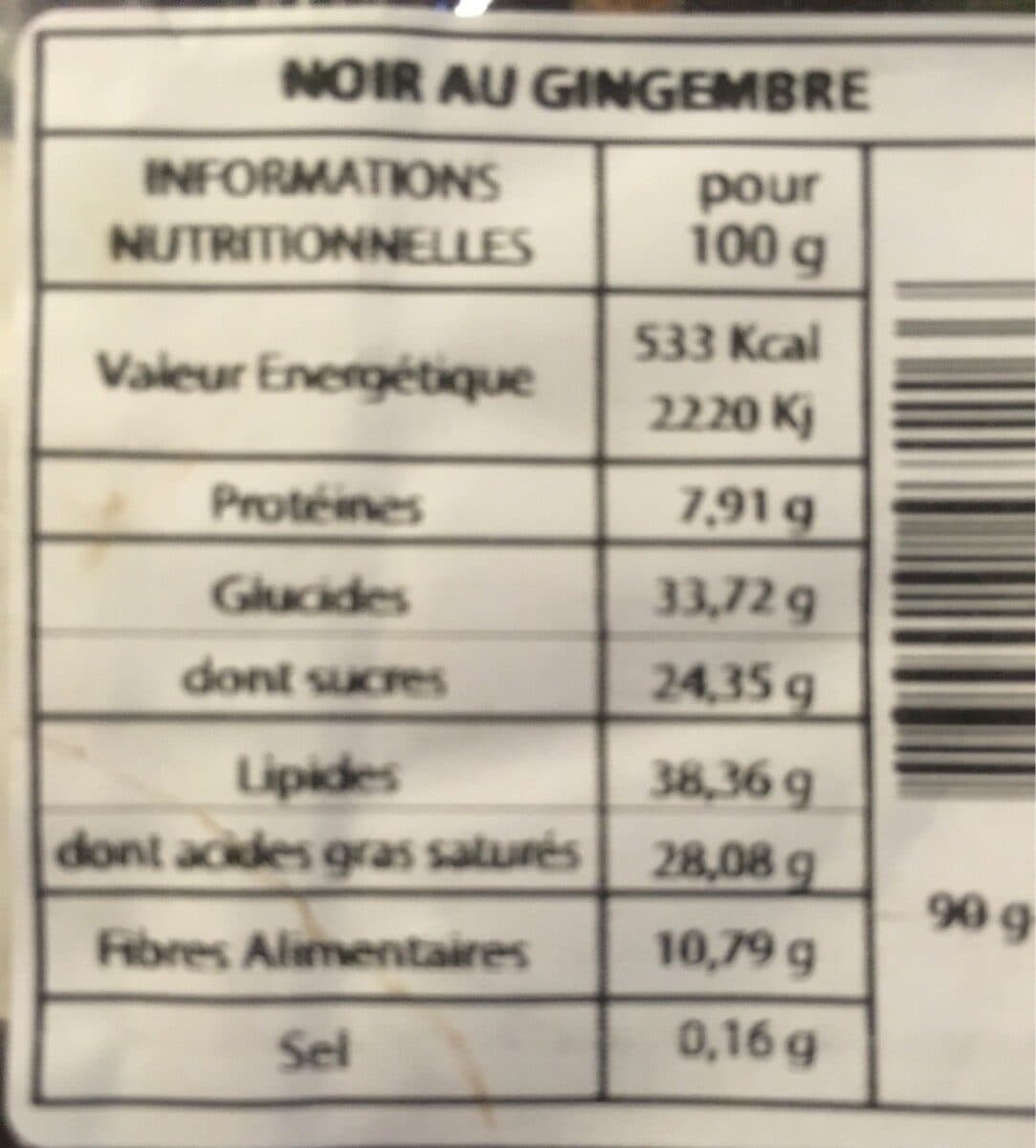 Le Clos de l'Arche Chocolat Noir Au Gingembre packshot