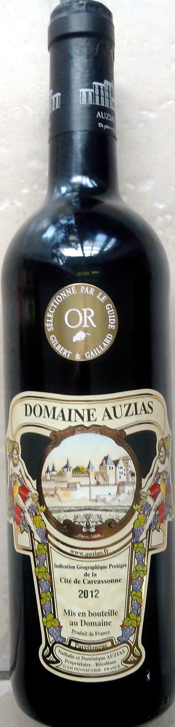 Domaine Auzias Paretlongue Domaine Auzias 2012 - Cité de Carcassonne packshot